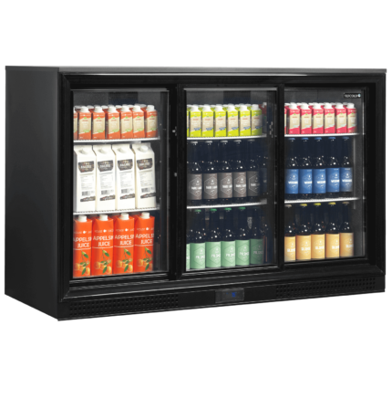 DB301S-3 Black Triple Door Back Bar Beer Bottle Cooler for UK Bars