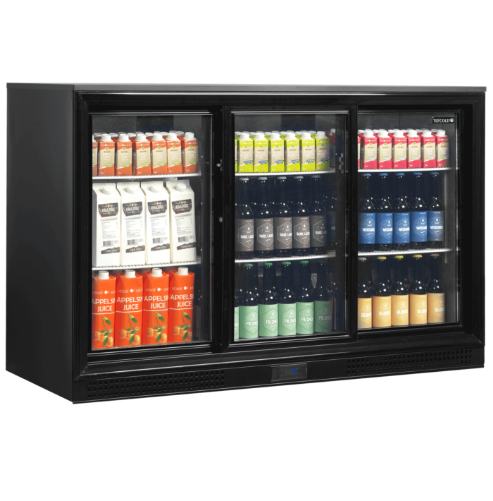 DB301S-3 Black Triple Door Back Bar Beer Bottle Cooler for UK Bars